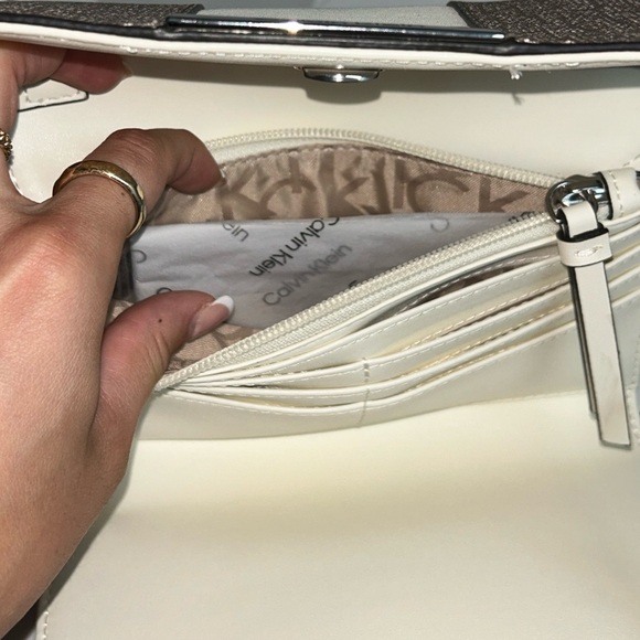 NWT Calvin Klein | Brown & White Monogram Crossbody Bag - Picture 12 of 14